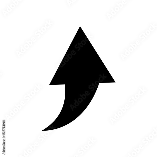 Black curved arrow pointing up, indicating upload or share action.
