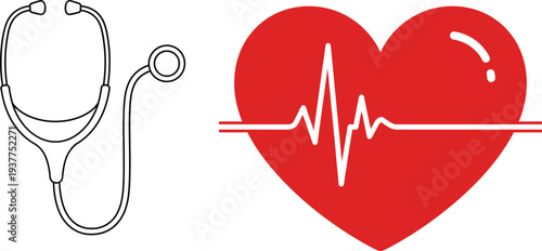 Medical heartbeat stethoscope illustration