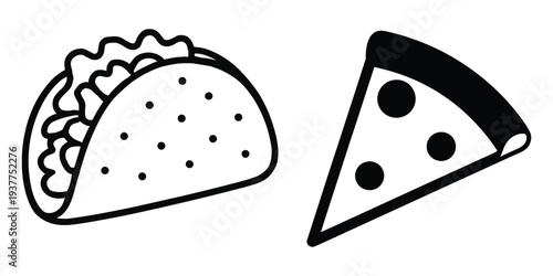 Taco and pizza slice illustration