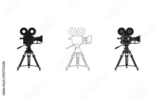 Vintage film camera silhouette for cinematic creation and storytelling