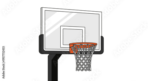 Basketball hoop with net against a white background sport equipment vector illustration