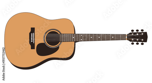Acoustic guitar illustration against white background for design or music