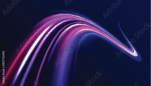 Futuristic color laser arrow shoots a gradient beam in pink, magenta, and teal, glowing with kinetic energy. 3D render illustration