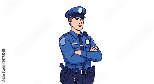 Police officer standing confidently isolated against a clean white backdrop