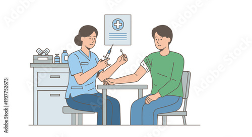 Medical professional administering injection to patient healthcare concept