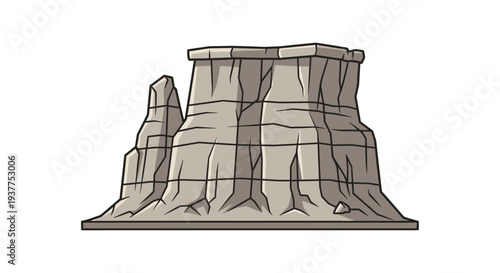 Cartoon illustration of a large rock formation on white background