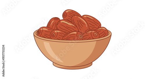 Close up of dates in a brown bowl healthy food concept isolated on white