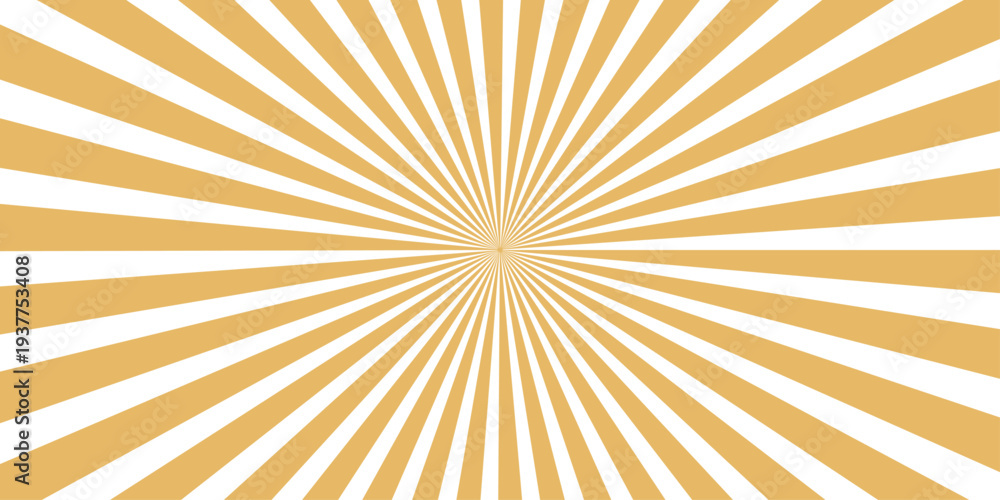 Fototapeta premium A vibrant orange and yellow retro sunburst background vector featuring radial summer sun rays and a warm starburst beam design for a sunny abstract wallpaper illustration
