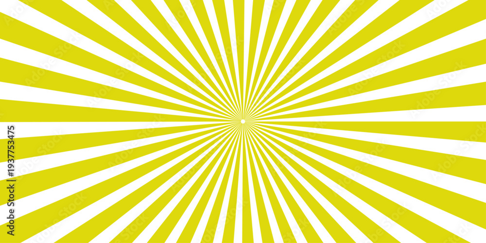 Fototapeta premium Bright summer sunburst vector background with orange and yellow sun rays and radial light beams creating a sunny starburst illustration for a hot sunrise wallpaper design