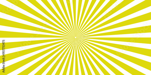 Bright summer sunburst vector background with orange and yellow sun rays and radial light beams creating a sunny starburst illustration for a hot sunrise wallpaper design