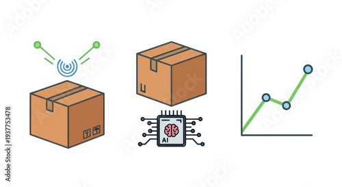 AI logistics and analytics with smart package tracking and growth chart