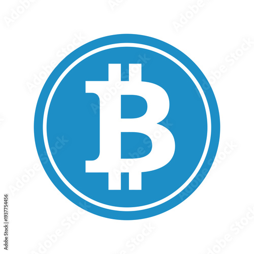 Bitcoin logo, cryptocurrency symbol, blue circle, white background, digital currency icon, finance, money, blockchain