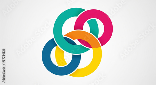 Interconnected rings in various colors symbolizing unity and diversity in a circular formation