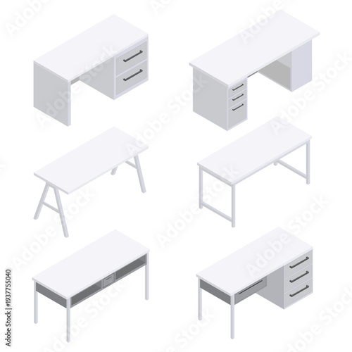 책상아이소메트릭(집+방+인테리어+가구+선반)