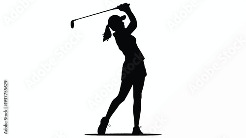 silhouette of woman swinging golf club
