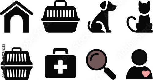 Colorful Icons for Pet Services and Animal Care house