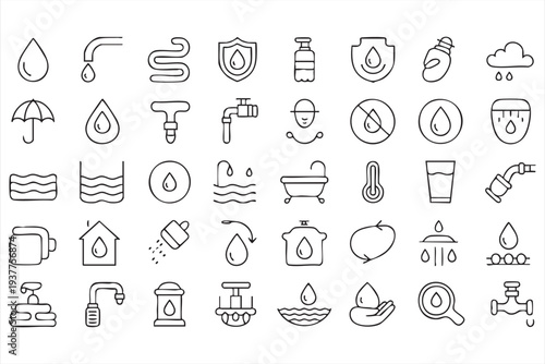 Editable vector water and plumbing icon bundle for digital platforms