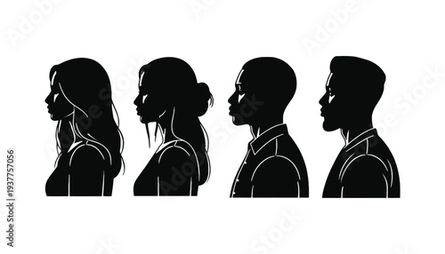 Silhouette people icons set in a modern vector illustration style