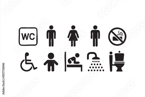Restroom and accessibility symbols for public facility design