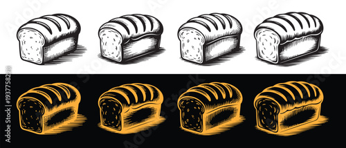 Loaf of Bread Collection. Sketch Art of Baked Food for Bakery, Baking, and Food Industry Concepts.