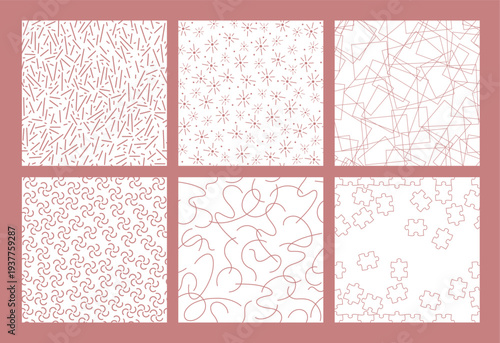 Seamless Vector Contemporary Pattern Set. Horizontally And Vertically Repeatable.