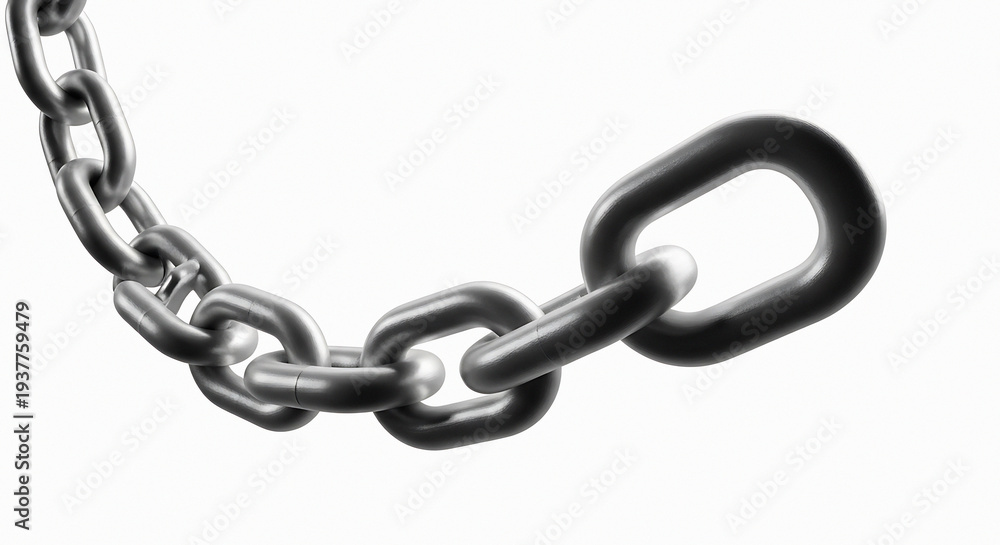 Fototapeta premium Strong metal chain with large links on white background