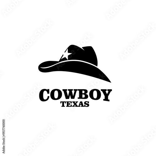 Cowboy Hat with Star Logo and Texas Typography, Western Emblem Design
