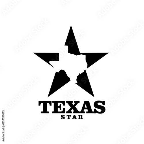 Texas Star Logo Design with State Map Silhouette - Lone Star State Symbol