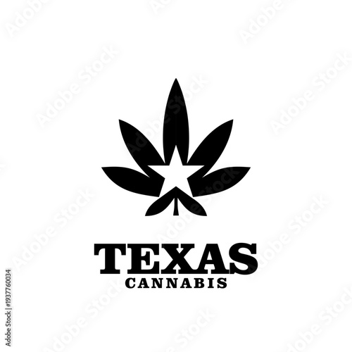 Texas Cannabis Logo with Lone Star Marijuana Leaf Design