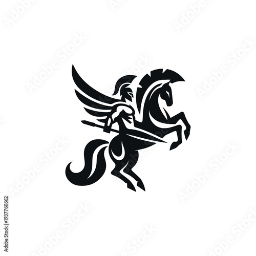 Spartan On Winged Horse Logo