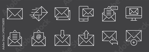 Mail icon. Mail envelop icon . Mail icon. Email sign. Envelope vector set. Send message sign. Received message. Speed delivery symbol