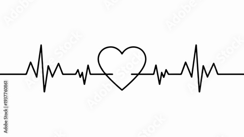 Heart rate monitor line with heart symbol on white background medical and health concept