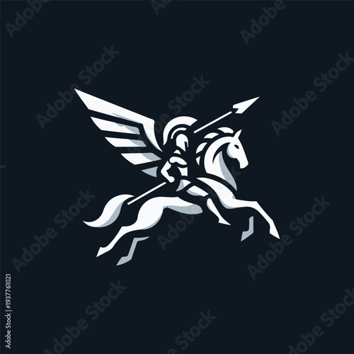 Spartan On Winged Horse Logo