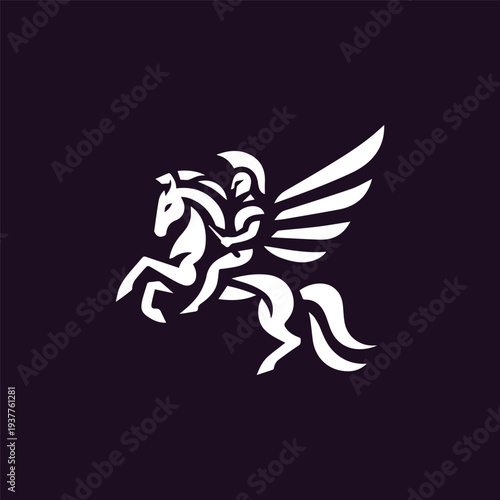 Spartan On Winged Horse Logo
