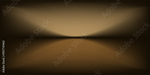 Dark gold gradient background studio with two lights shiny abstract pattern, modern and luxury empty room interior for premium product display lighting.