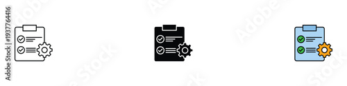 Management checklist icon set. Project task optimization symbol. Vector Illustration.