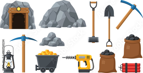 Mining and Construction Tools Vector Set