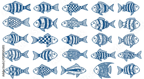 Hand Drawn Fish Vector Set 