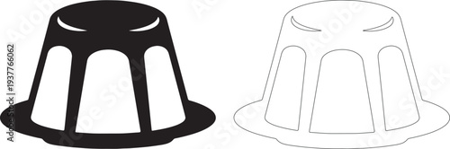 Black and white pudding cup silhouette with three sections