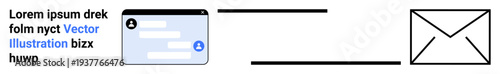 Information exchange, messaging platforms, digital communication systems, identity verification, email services, data flow processes. User profile linked to an envelope icon. Identity verification