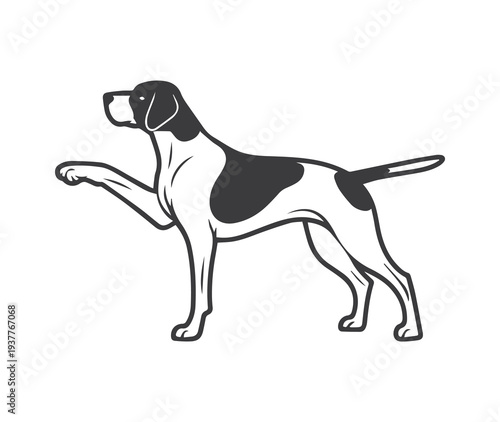 pointer dog graphic design, duck hunting pointer dog vector illustration art
