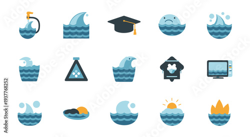 Set of Icons Representing Various Life Situations and Challenges