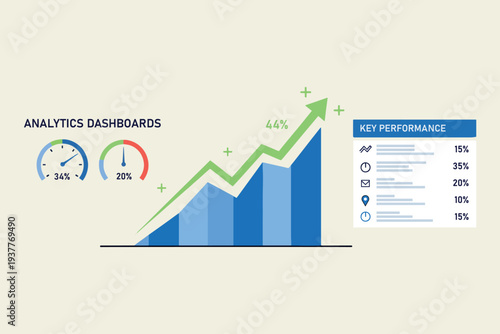 Visualizing business success analytics dashboards showcasing growth key performance indicators and positive trends