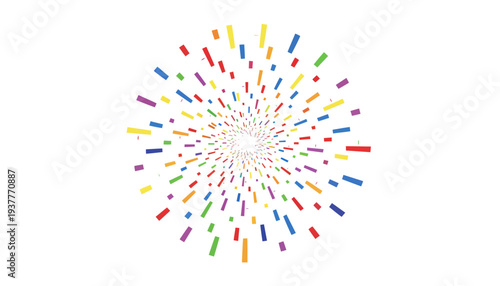 A colorful firework illustration exploding in multiple vibrant hues and colors