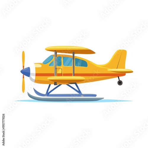 Small seaplane isolated vector illustration
