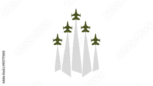 Military Jet Fighter Plane Formation Illustration