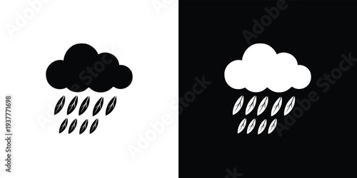Black and white rain cloud on split background weather