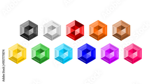 collection hexagon shape design with a colorful gem concept with various colors. 
