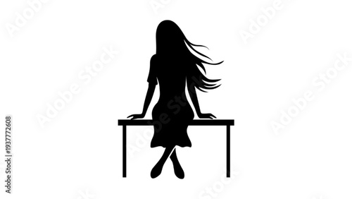 Silhouette of Lonely Woman Sitting on a Bench