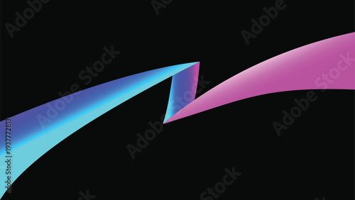 Futuristic color laser arrow shoots a gradient beam in pink, magenta, and teal, glowing with kinetic energy. 3D render illustration